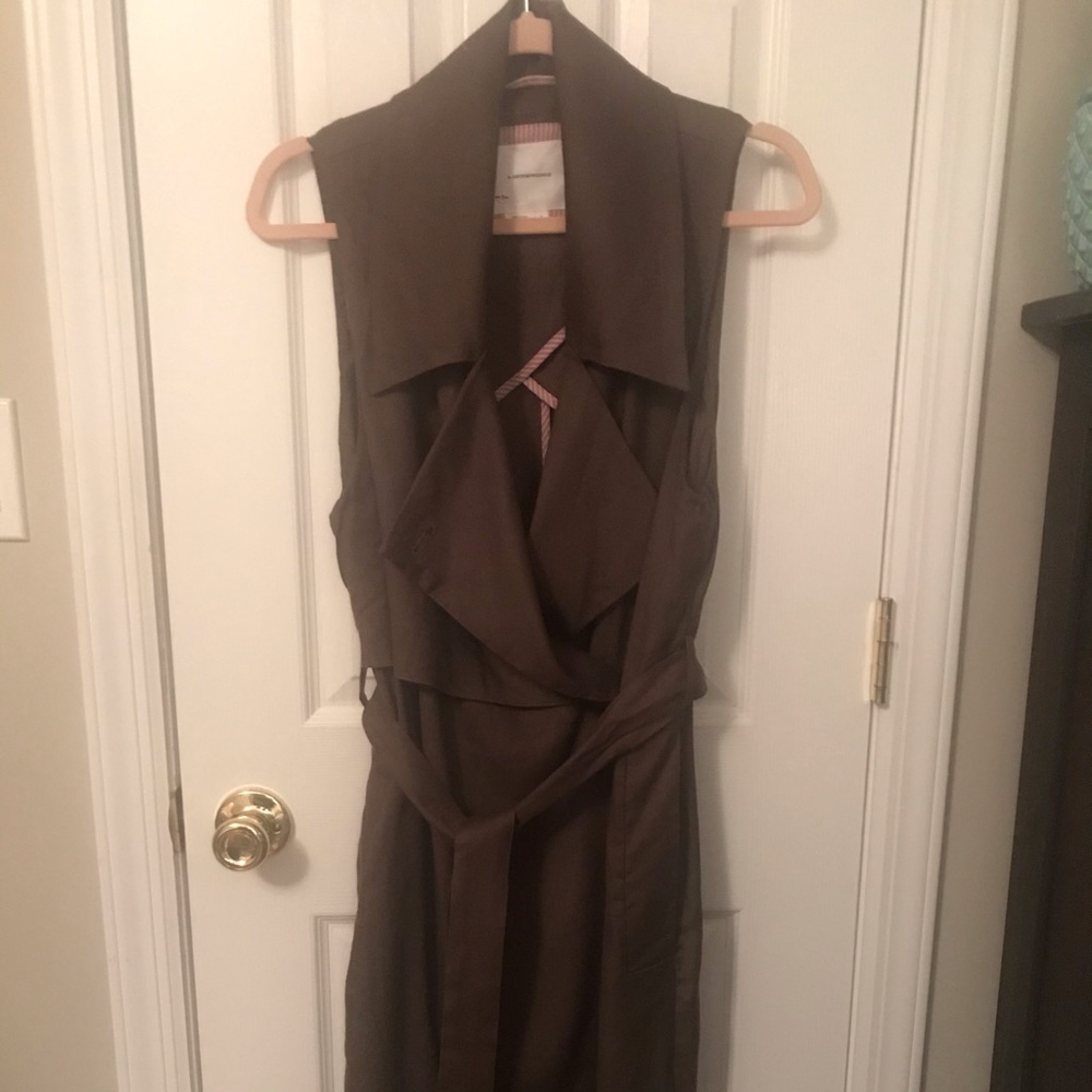 NWOT Army green Anthropologie linen wrap dress - Picture 6 of 10
